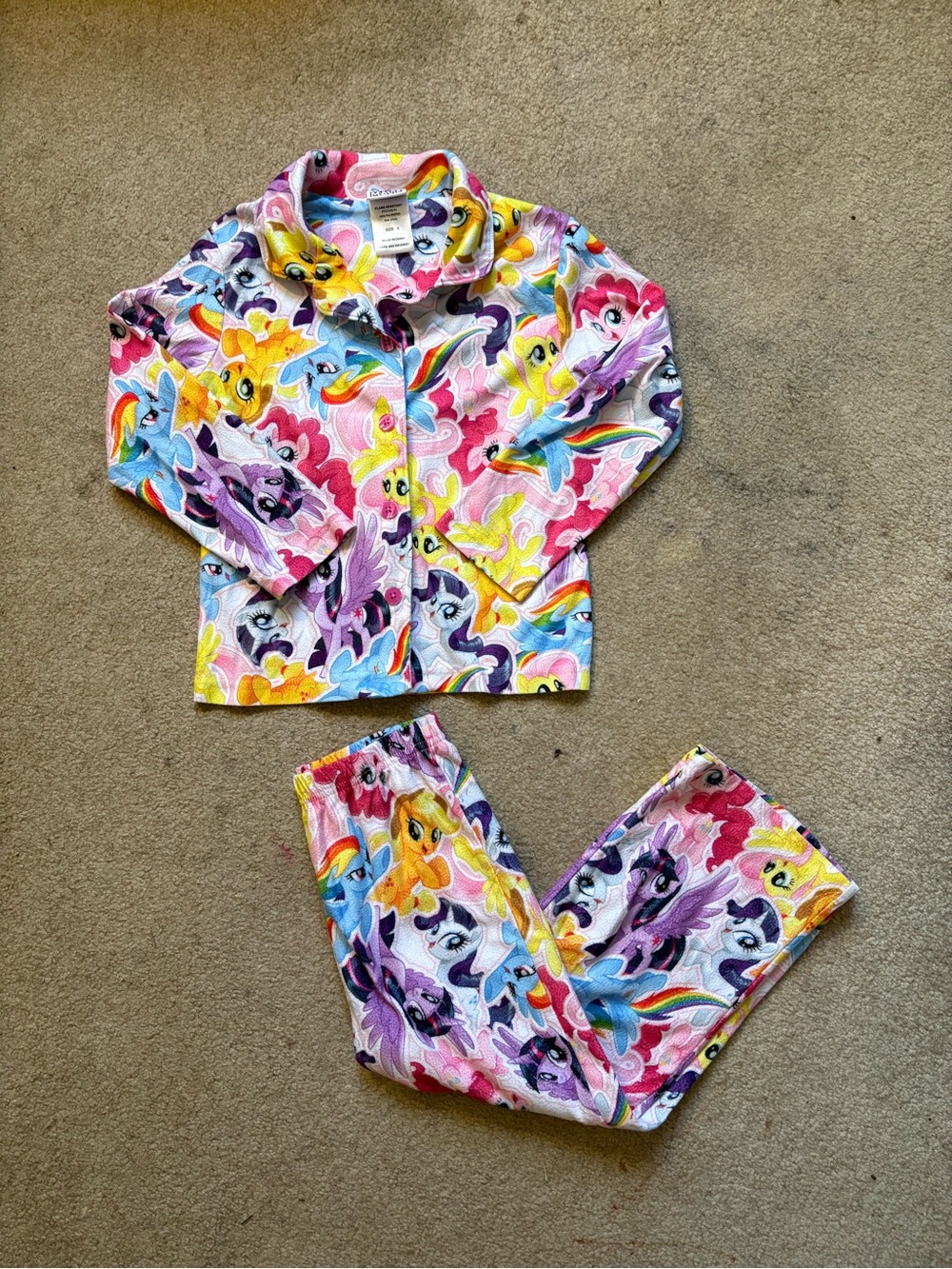 Pony Multicolor Girls' Character Pajama Set - Pink Yellow Blue Purple